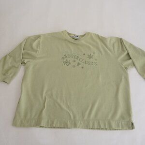 Vintage Venezia Jeans Green Embroidered Winter Classics Cotton Crew Sweater 3X